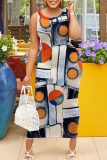 Casual Graphics Print Basic O Neck Long Bodycon Midi Tank Dresses