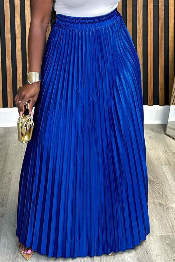 Celebrities High Waist Pleated Plus Size Maxi Skirts