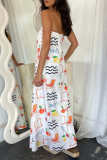 Sexy Geometric Print Strapless Sleeveless Vacation Tube A Line Maxi Dresses