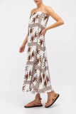 Sexy Geometric Print Strapless Sleeveless Vacation Tube A Line Maxi Dresses