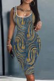Casual Graphics Print Basic U Neck Vest Bodycon Midi Tank Dresses