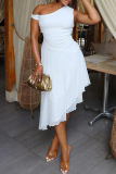 Celebrities Oblique Collar Sleeveless Irregular Hem Formal Vacation A Line Midi Dresses
