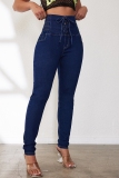 Casual Lace Up High Waist Lace Up Bodycon Denim Skinny Jeans