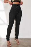 Casual Lace Up High Waist Lace Up Bodycon Denim Skinny Jeans
