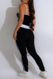 Casual Sportswear Backless Spaghetti Strap Sleeveless Tube Crop Tops And Skinny Pants Sets Two Pieces Trouser Sets