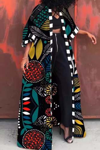 Casual Floral Print African Kimono Cardigan Vacation Plus Size Boho Cover Up Casual Floral Print African Kimono Cardigan Vacation Plus Size Boho Cover Up