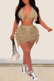 Rose Red Sexy Solid Tassel Bandage Hollowed Out Patchwork Swimwears