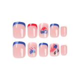 Casual American Flag Print Independence Day Press On Nails Short Fake Nails Patriotic Designs Stick on Nails