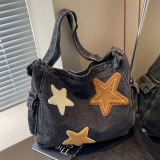 Casual The Stars Print Sports Denim Crossbody Minimalist Canvas Hobo Bag