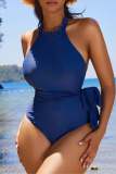 Sexy Backless Lace Up With Bow One Pieces Siwmsuit Beach Vacation Swimwears (With Paddings)