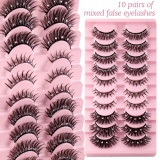 Casual Rhinestone Decor Curly Thick Simulation Natural False Eyelashes