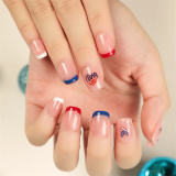Casual American Flag Print Independence Day Press On Nails Short Fake Nails Patriotic Designs Stick on Nails