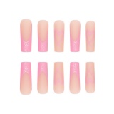 Casual Heart Shaped Sequins Decor Press on Nails Long Square Head Fake Nails