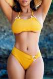 Sexy Ring Decor Bikini Sets Lace Up Backless Beach Vacation Swimwears (With Paddings)