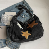 Casual The Stars Print Sports Denim Crossbody Minimalist Canvas Hobo Bag