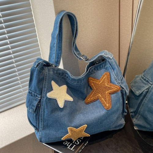 Casual The Stars Print Sports Denim Crossbody Minimalist Canvas Hobo Bag