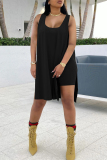 Casual Square Neck Sleeveless High Slit Tank Tops And Shorts Two Pieces Shorts Sets