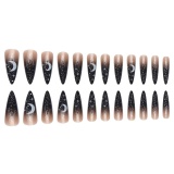 Extra Long Stiletto Press On Nails Glitter Glossy Moon Star False Nails French Clear Ombre Fake Nails