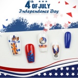 Casual Press on Nails Short Coffin Fake Nails Eagle Star Glue on Nails For Independence Day