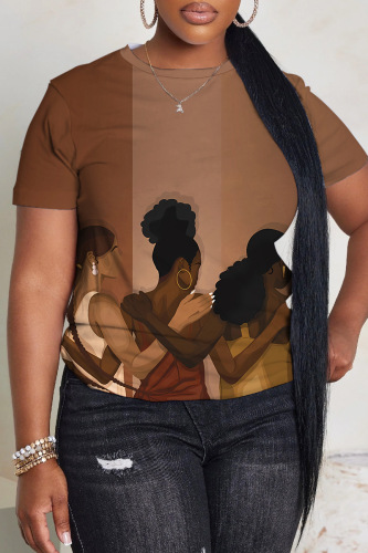 Casual Figure Print O Neck Short Sleeve Oversize T-Shirts
