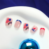 Casual American Flag Print Independence Day Press On Nails Short Fake Nails Patriotic Designs Stick on Nails