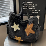 Casual The Stars Print Sports Denim Crossbody Minimalist Canvas Hobo Bag