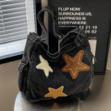 Casual The Stars Print Sports Denim Crossbody Minimalist Canvas Hobo Bag