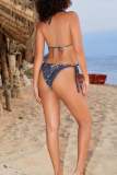 Sexy Print Lace Up Backless Bikini Sets Beach Vacation Swimwears (With Paddings)