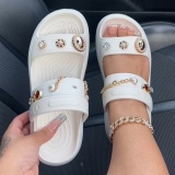 Casual Daily Rhinestone Decor Summer Beach Open Toe Slide Sandals Shoes
