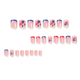 Casual American Flag Print Independence Day Press On Nails Short Fake Nails Patriotic Designs Stick on Nails