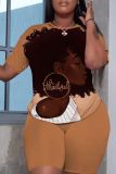 Casual Figure Print O Neck Short Sleeve Oversize T-shirt And Shorts Two Pieces Shorts Sets