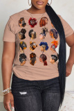 Casual Figure Print O Neck Short Sleeve Oversize T-Shirts
