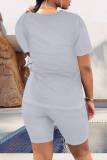Casual Figure Print Basic O Neck Short Sleeve Oversize T-shirt And Shorts Two Pieces Shorts Sets