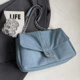 Casual Denim Shoulder Chain Quilted Crossbody Bag Female Totes Large Canvas Vintage Big Handbag