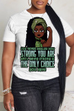 Casual Letter Figure Print O Neck Oversize T-Shirts