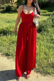 Sexy Backless Sleeveless Spaghetti Strap Vacation Cami Wide Leg Jumpsuits