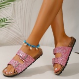 Daily Sequins Glamorous Closed-Toe Sandals Flat Sandals With Metallic Buckles Outdoor Shoes