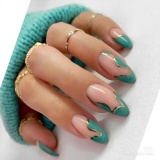 Casual Daily Ripple Press on Nude Glue on Nails French Short Press on Nails Cute Almond False Nails