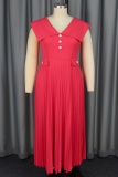 Casual V Neck Sleeveless Cinch Waist Formal Pleated A Line Maxi Dresses