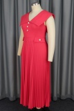 Casual V Neck Sleeveless Cinch Waist Formal Pleated A Line Maxi Dresses