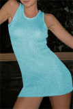 Casual O Neck Sleeveless Vacation Knit Bodycon Mini Tank Dresses