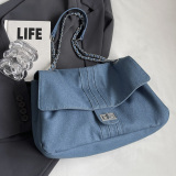 Casual Denim Shoulder Chain Quilted Crossbody Bag Female Totes Large Canvas Vintage Big Handbag
