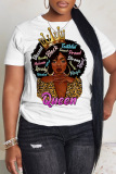 Casual Letter Figure Print O Neck Oversize T-Shirts