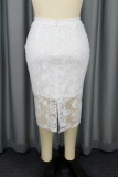 Casual Daily High Waist Lace Slit Skinny One Step Bodycon Midi Skirts