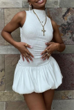 Casual Half A Turtleneck Sleeveless Bubble Hem Party Club Sweet Knitted Mini Dresses