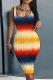 Casual Graphics Print U Neck Sleevelesss Bodycon Midi Tank Dress
