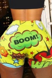 Casual Sportswear Letter Print Skinny High Waist Shorts Hot Pants