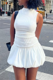 Casual Half A Turtleneck Sleeveless Bubble Hem Party Club Sweet Knitted Mini Dresses