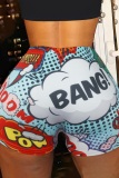 Casual Sportswear Letter Print Skinny High Waist Shorts Hot Pants