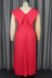 Casual V Neck Sleeveless Cinch Waist Formal Pleated A Line Maxi Dresses